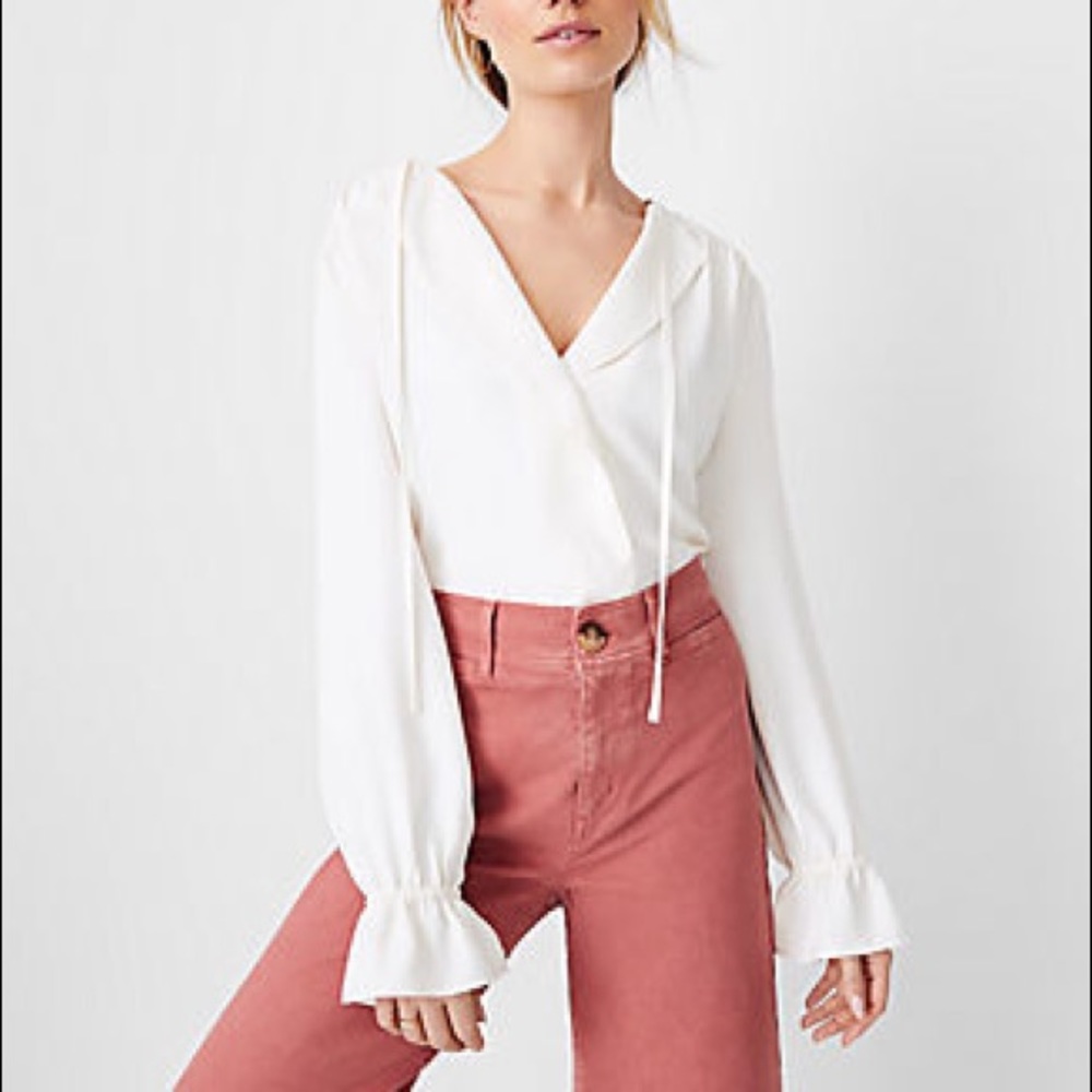 NWT Ann Taylor Small Tall Lapel Neck Blouse